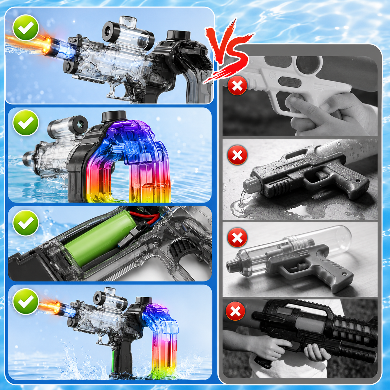 AQUASTRIKE™ LED ELECTRIC WATER BLASTER – RECHARGEABLE HIGH-PRESSURE WATER GUN FOR SUMMER FUN